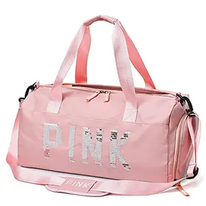 Param Creation Sport Bags Women Luxury Handbags Travel Duffle Gym Bags with Separate Shoe Compartment (Flamingo Pink)