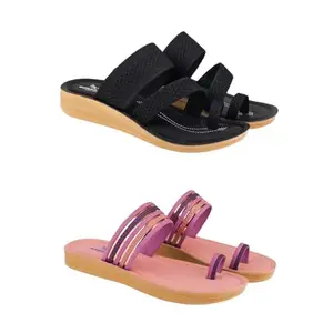 SPORTER Extra Soft Classic Casual wear with Flexibility Technology Heel Combo for Women's/Girl's(6140+6145)(8) Multicolor