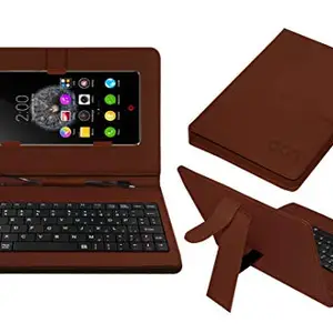 Acm Keyboard Case Compatible with Nubia Z9 Mini Mobile Flip Cover Stand Direct Plug & Play Device for Study & Gaming Brown