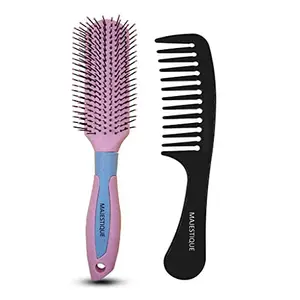 Majestique Hair Comb With Professional Hair Brush for Detangling, Blow Drying, Short Thick Tangles Hair Straightener Both Men and Women Pack Of -2