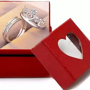 Lila Fashion Jewellery Adjustable Couple Rings Crown with Cross Alloy Cubic Zirconia Ring (BZR_303-CrownwithCrsRng(M:04)_Prnt)