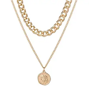 Jewels Galaxy Jewellery For Women Gold Plated Coin Layered Necklace (CT-NCK-44234)