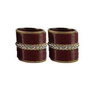 MAYA FASHION Maroon Stone Acrylic-Brass Bangle Elegant Extra Large Size Bangle | Perfect Fit for Plus Size banglesTrendy and Comfortable Fit for woman and girls | (Sku-ban1640)