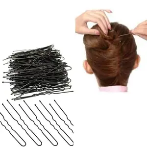 Manrav U-Shaped Metal Bobby Hair Juda Pin for Women, Black Metal,6.5cm Long Pack of 50 Pcs,