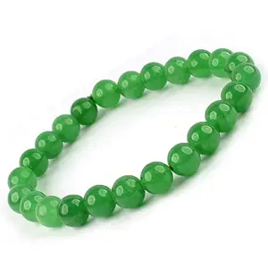 Reiki Crystal Products Natural AA Green Jade Bracelet Natural Crystal Stone 8 mm Beads Bracelet Round Shape for Reiki Healing and Crystal Healing Stone (Color : Green)