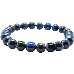 RRJEWELZ 8 mm Natural Gemstone Cats Eye Round shape Smooth cut beads 7.5 inch stretchable bracelet for men. | STBR_RR_M_02556