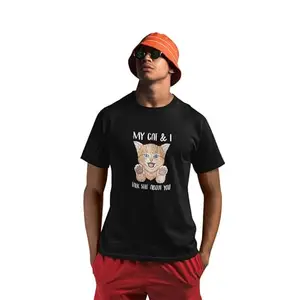 Streetfluencer Soft Cotton Printed Regular Fit Round Neck T-Shirt for Men Black