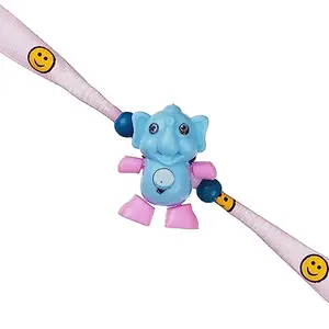 iinfinize Funny Rakhi Gift For Kids | Sky Blue Cute Elephant Cartoon Rakhi for Brother Sister Kids | Handmade Wristband Rakhis For Bhai