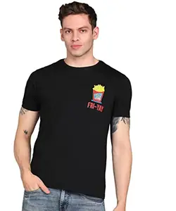 Urbano Fashion Men's Black Graphic Printed Round Neck Half Sleeve Slim Fit Cotton T-Shirt (grpt22-030-black-xl)