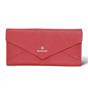 Biaggio Premium Leather Women's Flap Wallet, RFID Blocking, Genuine Leather, Multiple Card Slots, Stylish & Durable Ideal Gift for Women (Elegante, red)