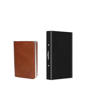 Stealodeal Metal and PU Unisex Cash and Card Holders, Pack of 2, Black & Brown (52BR)