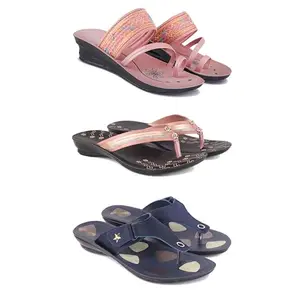Women's Comfortable Sandal,Casual Lightweight Sandal for Everyday Wear for women's(GR-(COMBO-3)-1950-1956-1973-7)