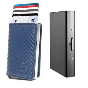 Stealodeal Metal and PU Unisex Cash and Card Holders, Pack of 2, Balck & Blue