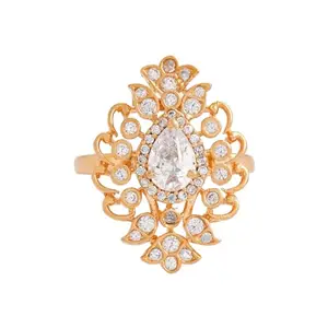Kushal's Fashion Jewellery White Gold Plated Zircon Finger Ring - 415858