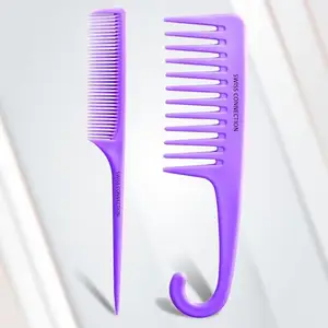 Swiss Connection 2-in-1 Hair Comb Set | Wide & Fine Tooth Combs with Hanging Hook | Detangling & Styling Comb for Women, Men & Kids.