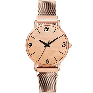 S2A MT Magnet Belt Watch for Women's and Girl's (Pack of 1) (Gold)