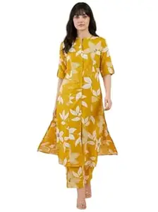 Winza Designer Floral Printed Collared Neck Cord Set for Women | Cotton Blend Kurta Set for Women Ethnic Kurta Co ords for Casual |4XL.5XL Plus Size Kurta with Pant (STO 6XL)