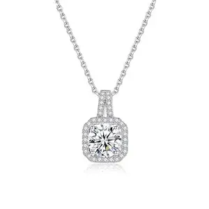 Silver Pendant for Women CZ Simulated Diamond Silver Pendant with Chain Statement Jewelry for Gift