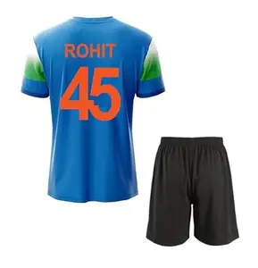 Indian Cricket Team World Cup Half Sleeve Blue Rohit Sharma Jersey 2025/26 with Black Shorts for Boys & Men(12-13 Years)