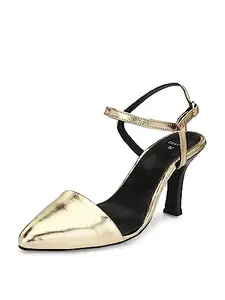 El Paso Women's Golden Faux Leather Casual Slip On Heels - EPW786Golden_4