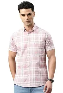 Majestic Man Men Slim Fit Pure Cotton Checkred Half Sleeve Casual Shirt
