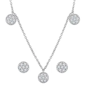 Peora Silver Plated White Cubic Zirconia Studded Pendant Chain Necklace With Stud Earrings Stylish Fashion Jewellery Gift for Women & Girls
