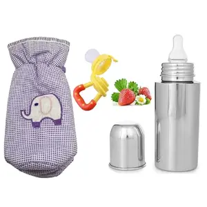 CUTIZDROP New Born Baby Milk Feeding Check Cover, Bottle, Fruit Feeder Combo BPA Free - Plastic, Steel, Silicon - Purple