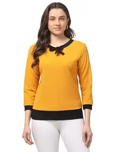Kilieo Women Cotton Blend Top with Bow Neck Design | Full Sleeve Casual & Top for Office, College and Regular Styling