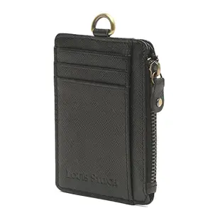 LOUIS STITCH Mens Jet Black Italian Saffiano Leather Wallet RFID Blocking Card Holder Multiple Slots Handmade Premium Wallets for Men Boys (LSWL-SF-ID-JB-)