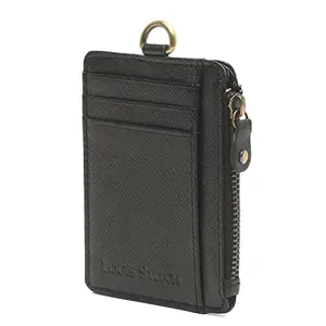 LOUIS STITCH Mens Jet Black Italian Saffiano Leather Wallet RFID Card Holder (British) (Goel)