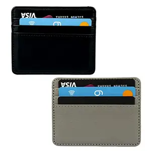 Stealodeal Black & Grey Permium Leather Card Holder