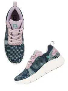 Carlton London Women Blue Comfortable Lace-Up Snakeer with Heels, for for Casual, Walking & Daily Use (39)