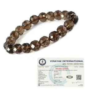 Reiki Crystal Products Natural Certified Smoky Quartz Bracelet Crystal Stone 10 mm Faceted Bead Bracelet for Reiki Healing and Crystal Healing Stone For Unisex Adult (Color : Grey)