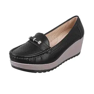Mochi Womens Synthetic Black Loafers (Size (6 UK (39 EU))