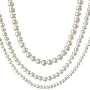 Fashion Empire Elegant Triple Layer Pearl Necklace – Classic Statement Jewelry for Women