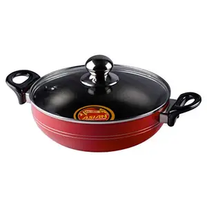 ASIAN Gold Induction Base Aluminium Non Stick Kadhai with Glass Lid price in India.