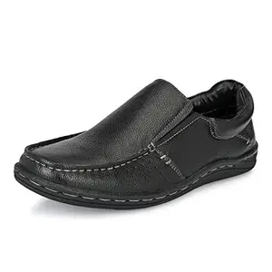 Auserio Men's Full Grain Leather Slip On Trumock Formal Shoes | Anti Skid Sole | Padded Collar | Shoes for Office & Parties & All Occassions | Black 6 UK (SSE 243)