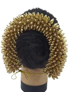 Beauty Tool Hair Accessories Easy Hair Styling Golden Gajra for Girls Hair Accessory Set Bun Clip (Gold) Medium