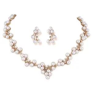 Shining Diva Fashion Women Latest Stylish Design Fancy Pearl Necklace Jewellery Set (15213s)