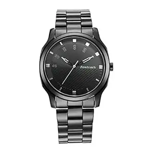 Fastrack Stunners Quartz Analog Black Dial Black Stainless Steel Strap Watch for Guys - NT3255NM02