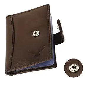 Falconry Card Holder Wallet : Certified Grade A Genuine Leather Card Holder ;Model Grano ;Color Brown ; Card Slots 5 with 6 Transparent ID Slots.