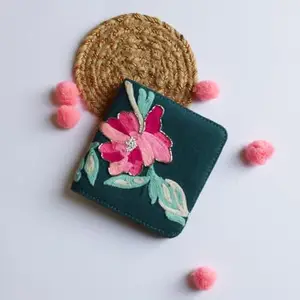 Desi Drama Queen Snap Button Wallet Anisa/Purse Canvas Turquoise (10 x 10 cm)