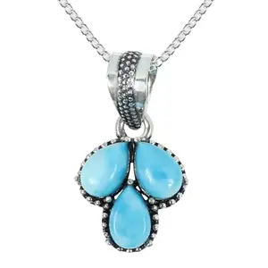 Crystu AAA Natural Blue Magnesite Pendant Crystal Stone Locket with Metal Chain for Women & Girls