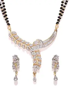YouBella Jewellery Celebrity Inspired Gold Plated Managalsutra Pendant With Chain and Earrings (Style 2)