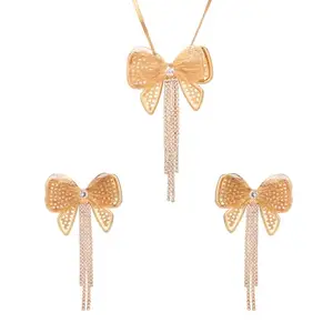 VOYLLA Blume Bling Bow Affair Pendant Set For Women|Chic|Casual|Floral|Korean|Trendy|Gift For Women