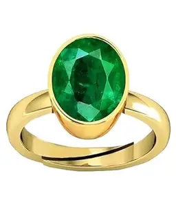 DAURAYA GEMS Certified 6.25 Ratti 5.62 Carat A+ Quality Emerald Panna Gold Plated Gemstone Ring For Women's and Men's