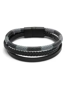 Karatcart Men Leather Multistrand Wraparound Bracelet (55038167)