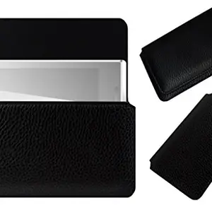 ACM Horizontal Leather Case Compatible with Karbonn Smart A202 Mobile Cover Carry Pouch Holder Black
