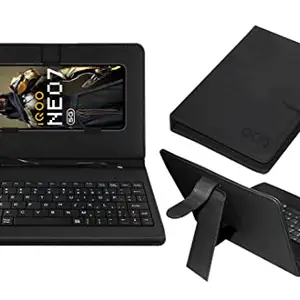 ACM Keyboard Case Compatible with Iqoo Neo 7 Mobile Flip Cover Stand Direct Plug & Play Device for Study & Gaming Black
