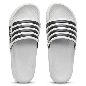 Aqualite Sliders for Men|| Comfort Trendy Stylish Fashionable Slippers For Men||Flip Flops for Men||Slides for Men, (Black, White) (Grey/Black, UK Footwear Size System, Adult, Men, Numeric, Medium, 6)